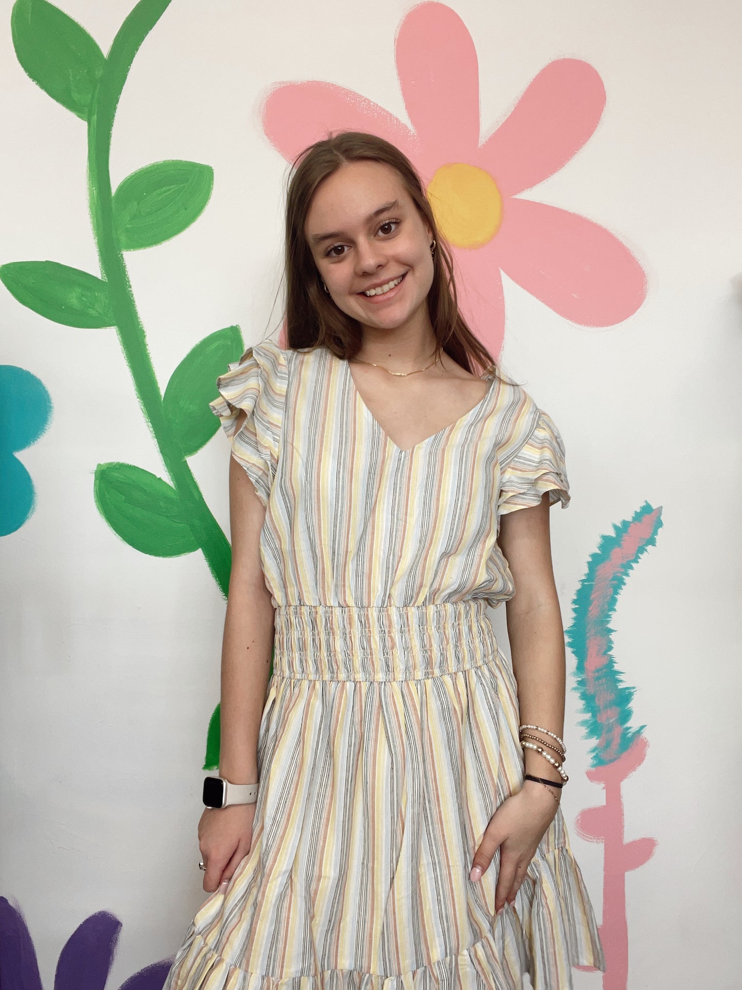 Picture This Stripe Dress - Yellow