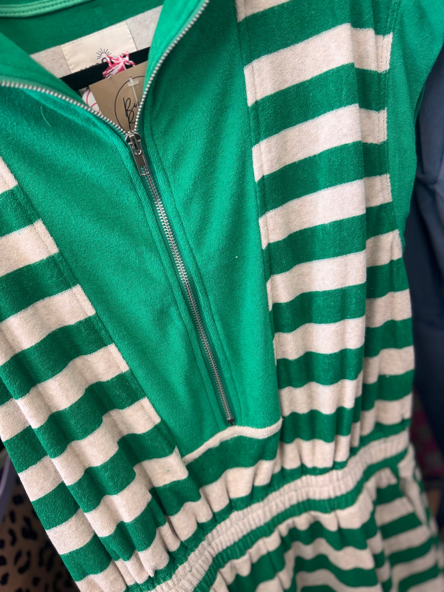 April Skies Striped Romper - Green
