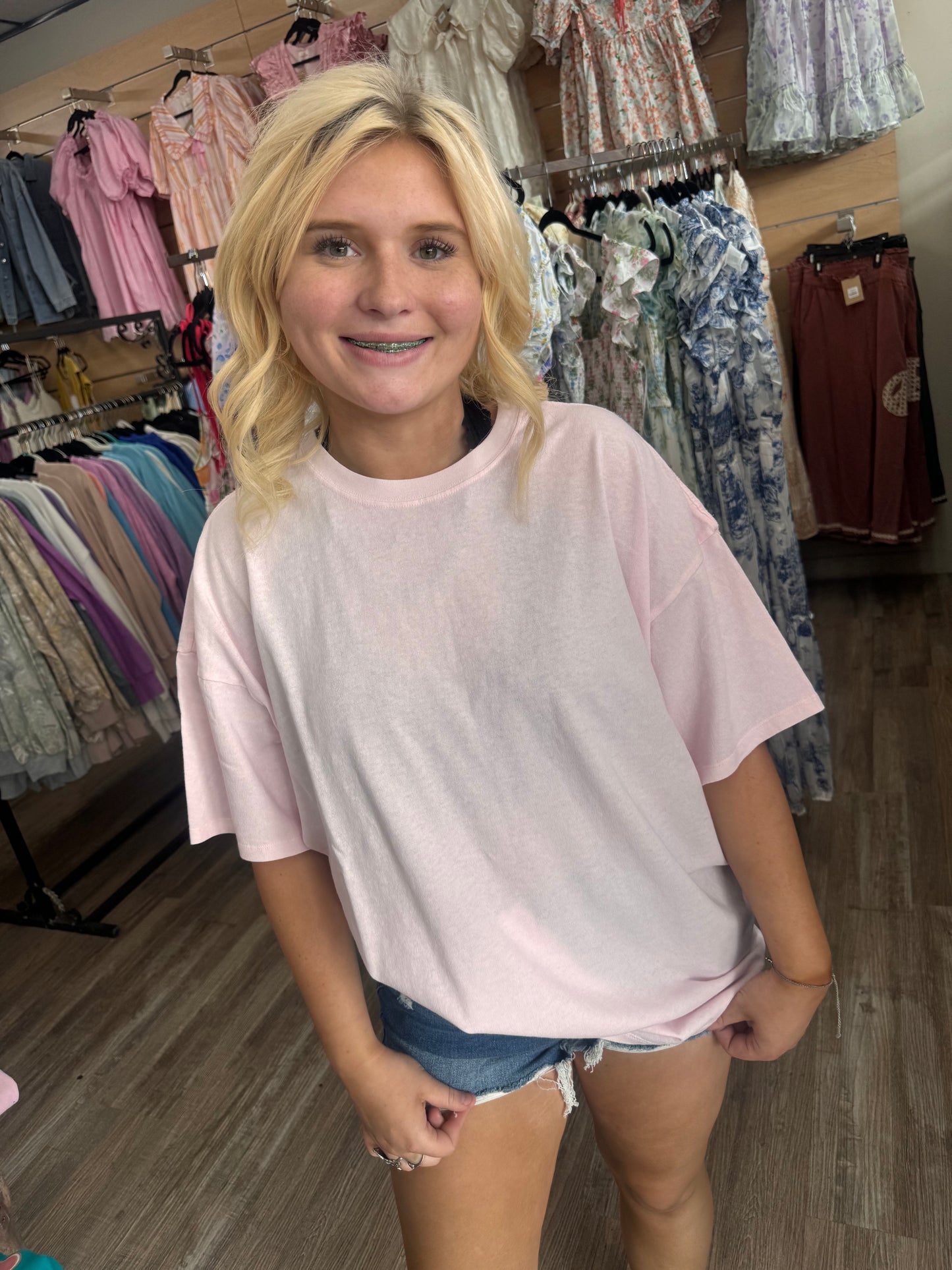 Everyday Me Mineral Wash Top - Soft Pink