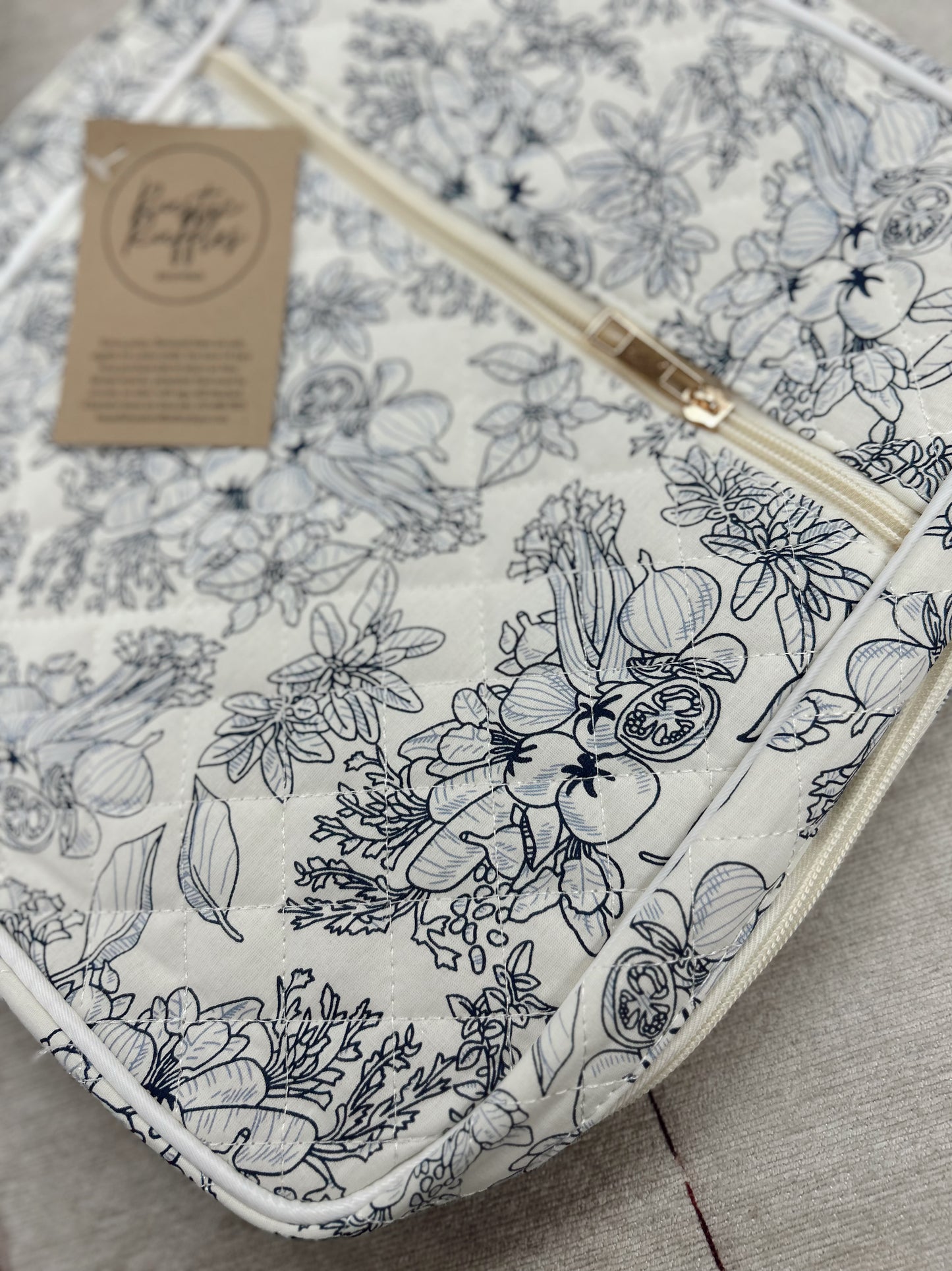 Bible Cover Case - White Navy Floral