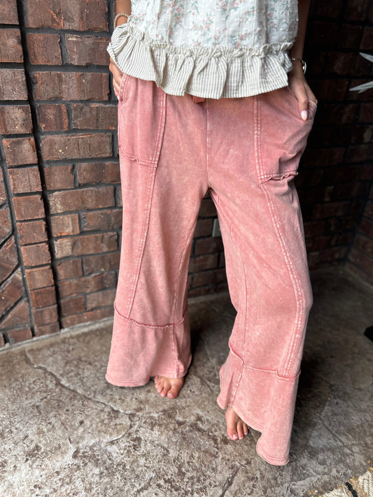 Talk Sweet To Me Flare Pants - Winter Rose