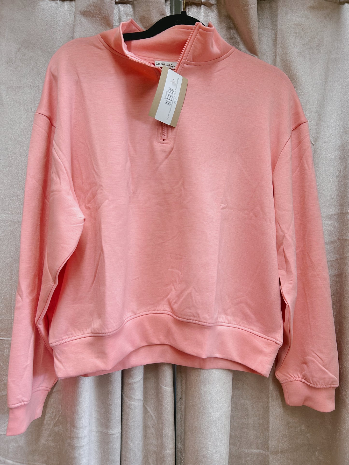 Scuba Half Zip Pullover Sweatshirt - Dk Pink