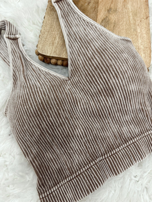 DOORBUSTER Ribbed Bralette - Mocha