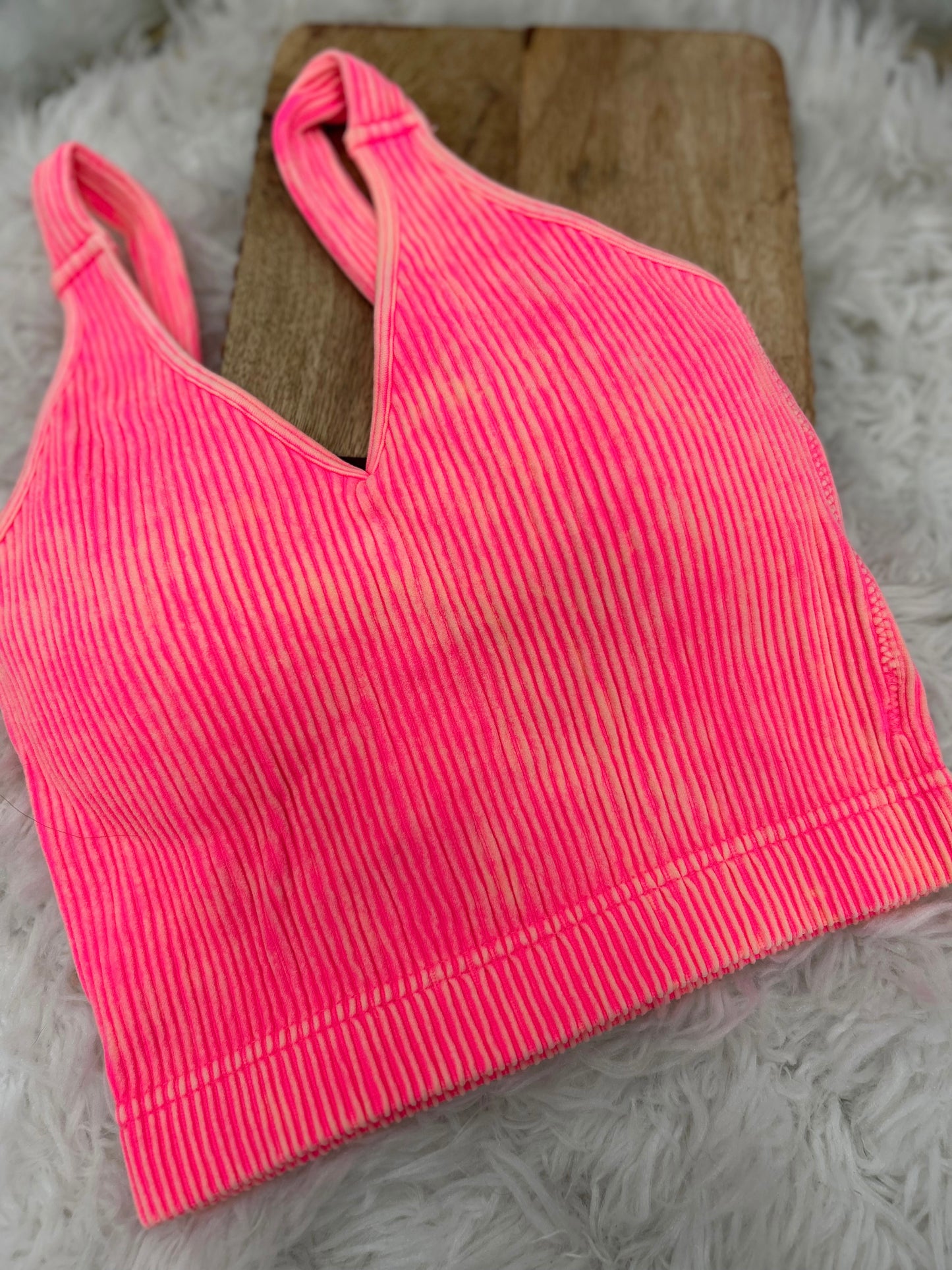 DOORBUSTER Ribbed Bralette - N Coral Fuchsia