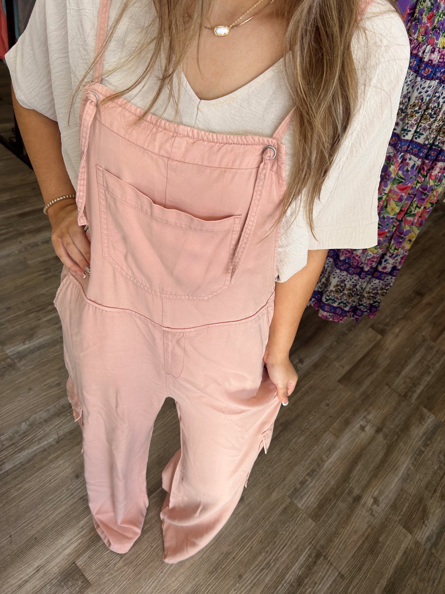 Fun in the Sun Peach Overalls