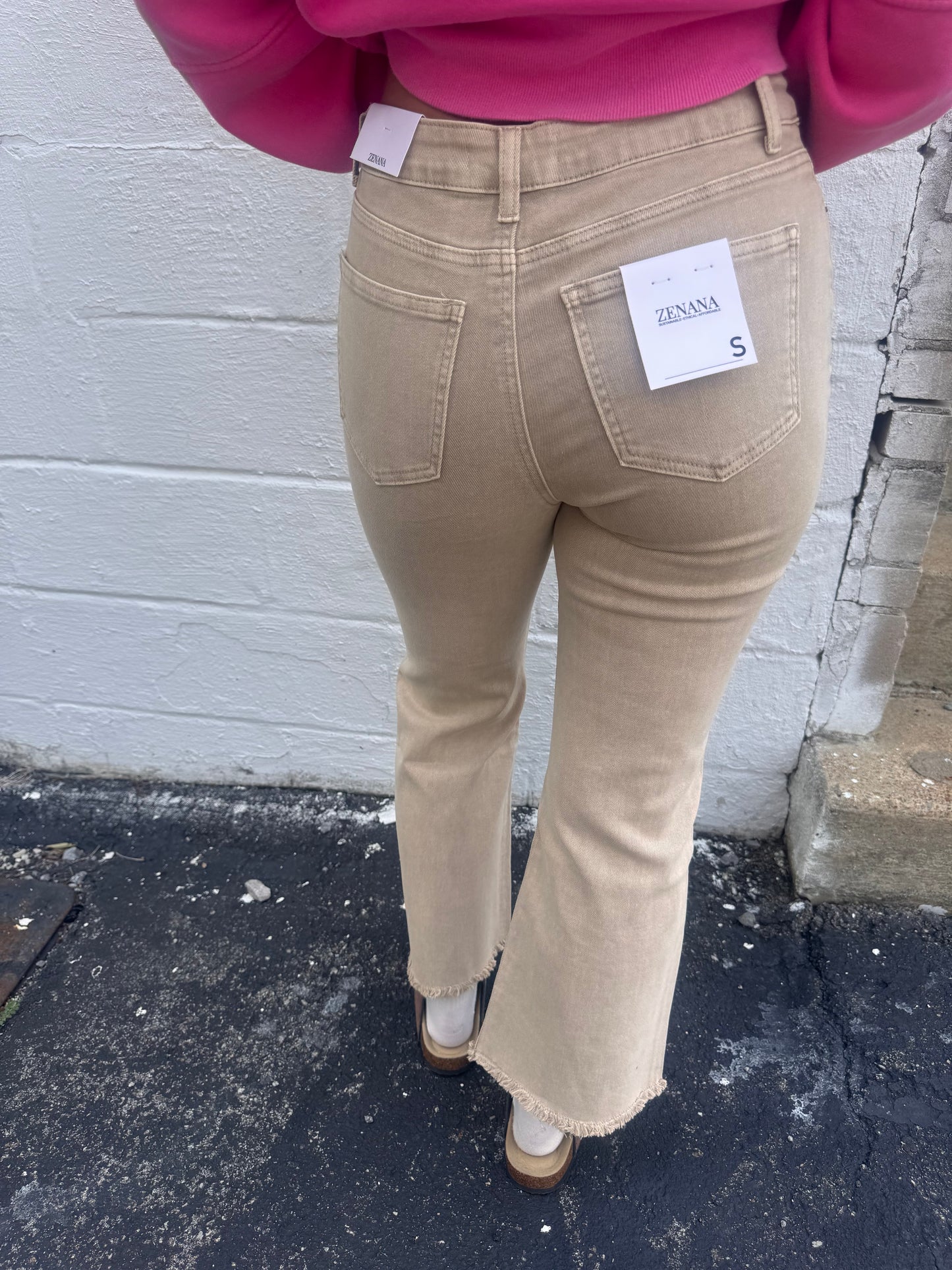 Becky Acid Wash Denim Cropped Jeans - Ash Mocha