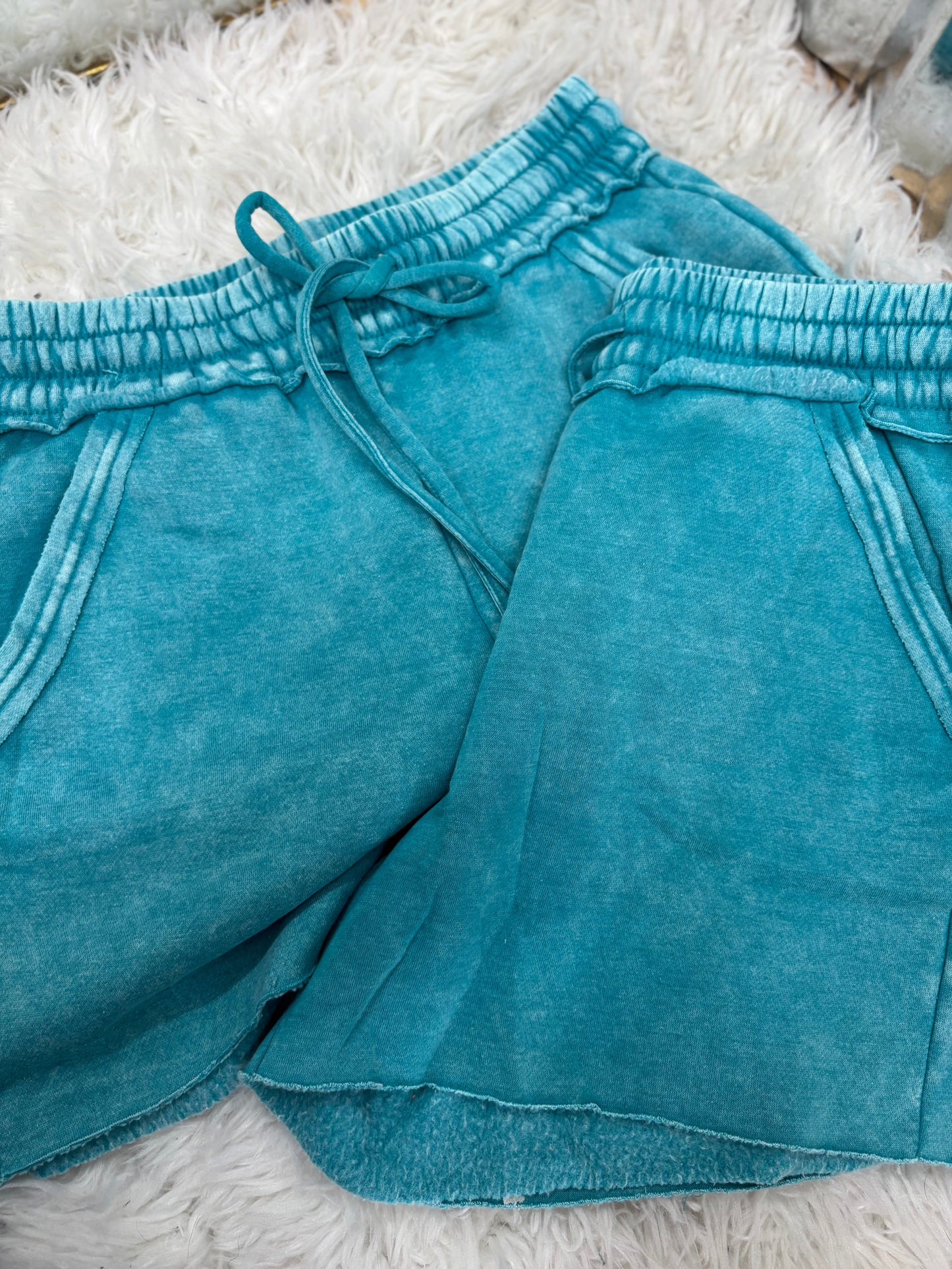 DOORBUSTER Acid Wash Shorts - Lt Teal