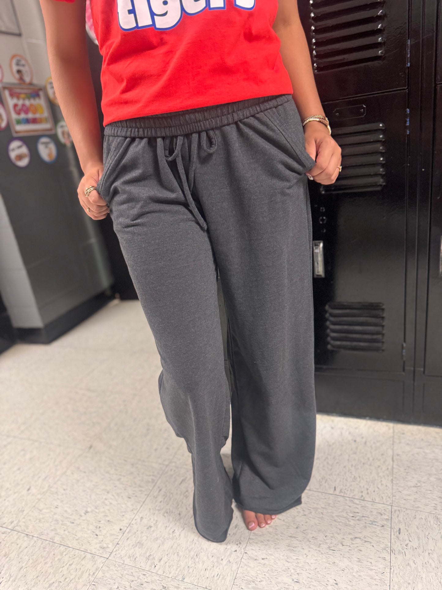 DOORBUSTER WIDE LEG SWEATPANTS - Charcoal