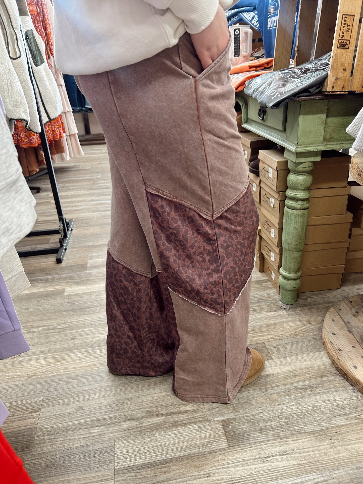 Mixed Emotions Leopard Patchwork Sweatpants