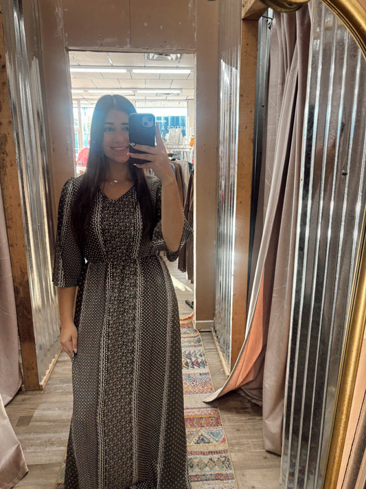 DB - Floral Olive Maxi Dress