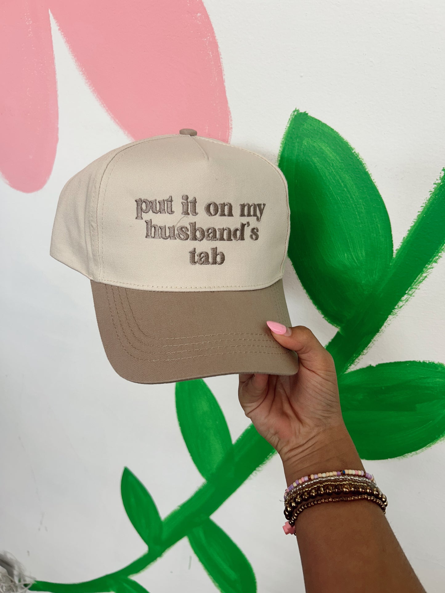 Put It On My Husbands Tab Ball Cap - Beige