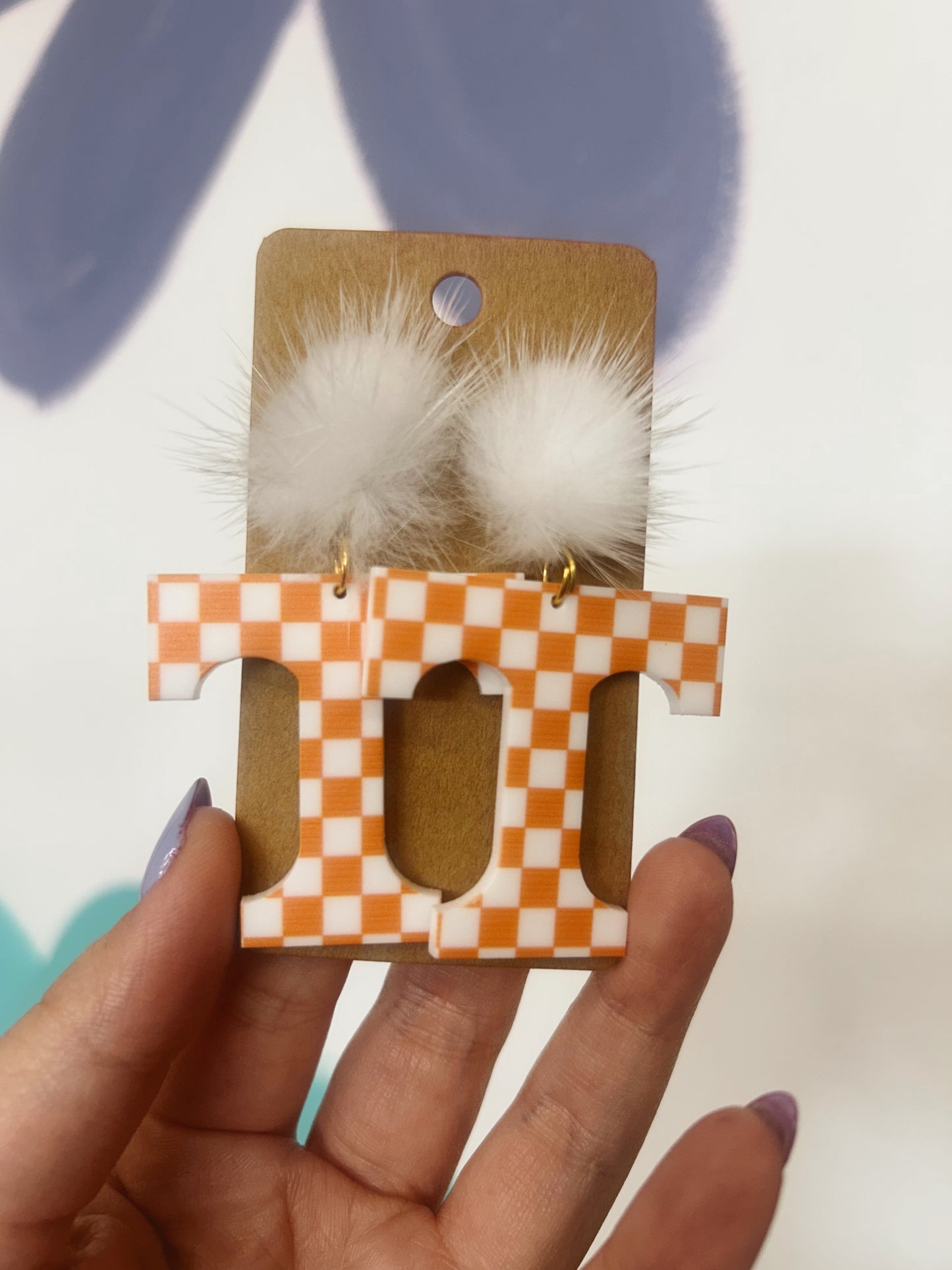 Checkered Power T Earrings