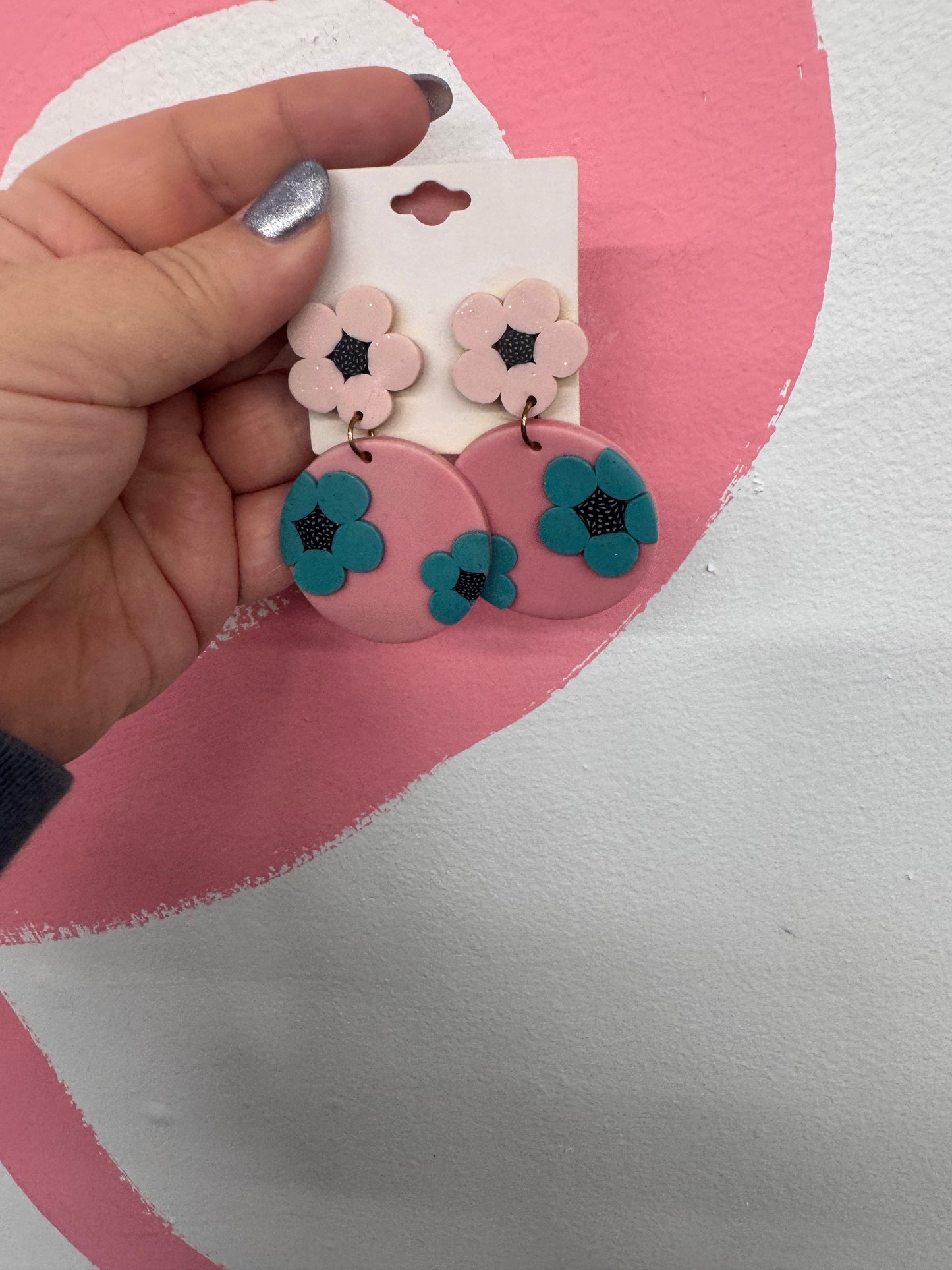 Acrylic Circle Flower Earrings (53)