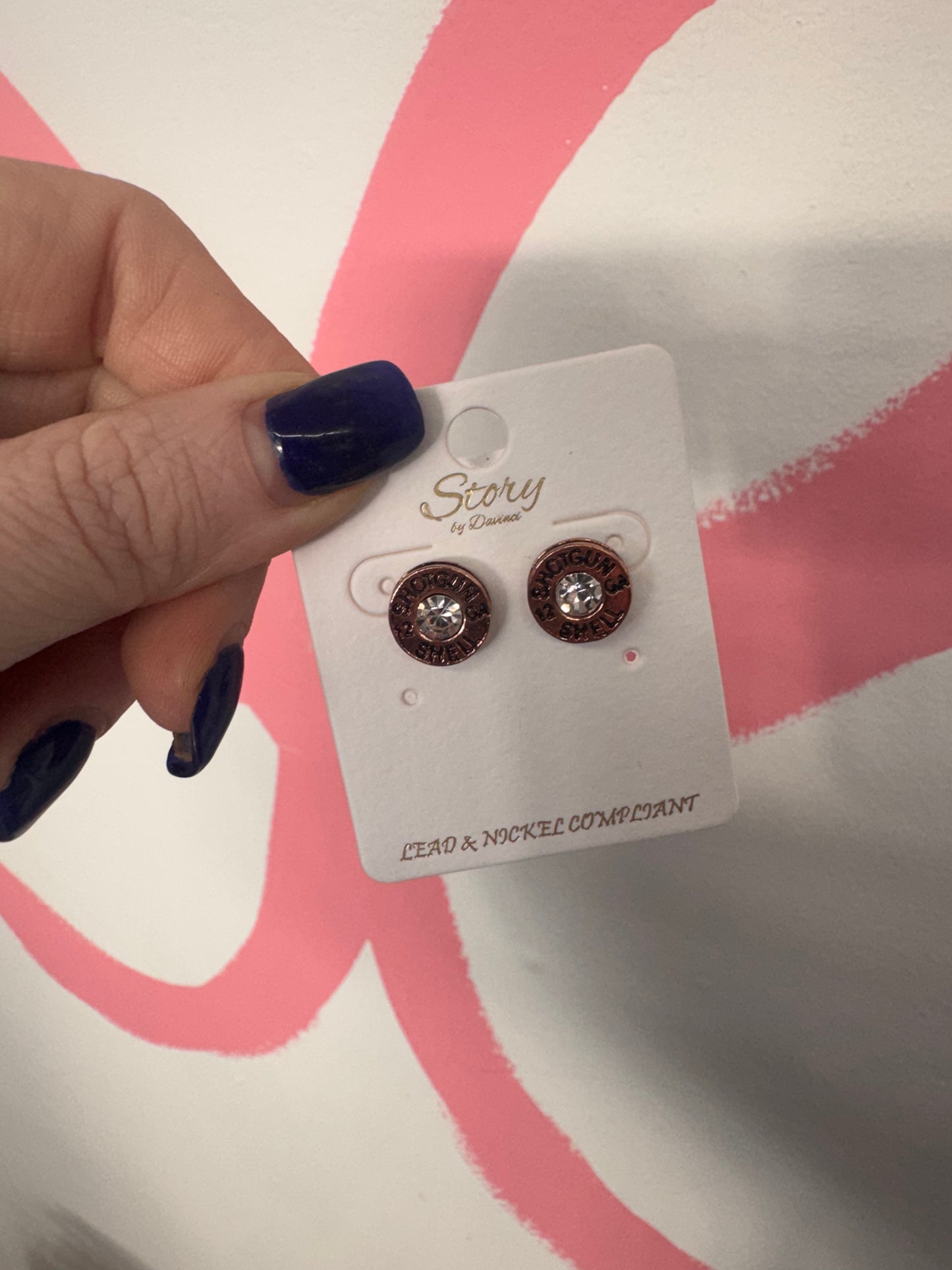 Bullet Shell Rhinestone Western Earring - Copper