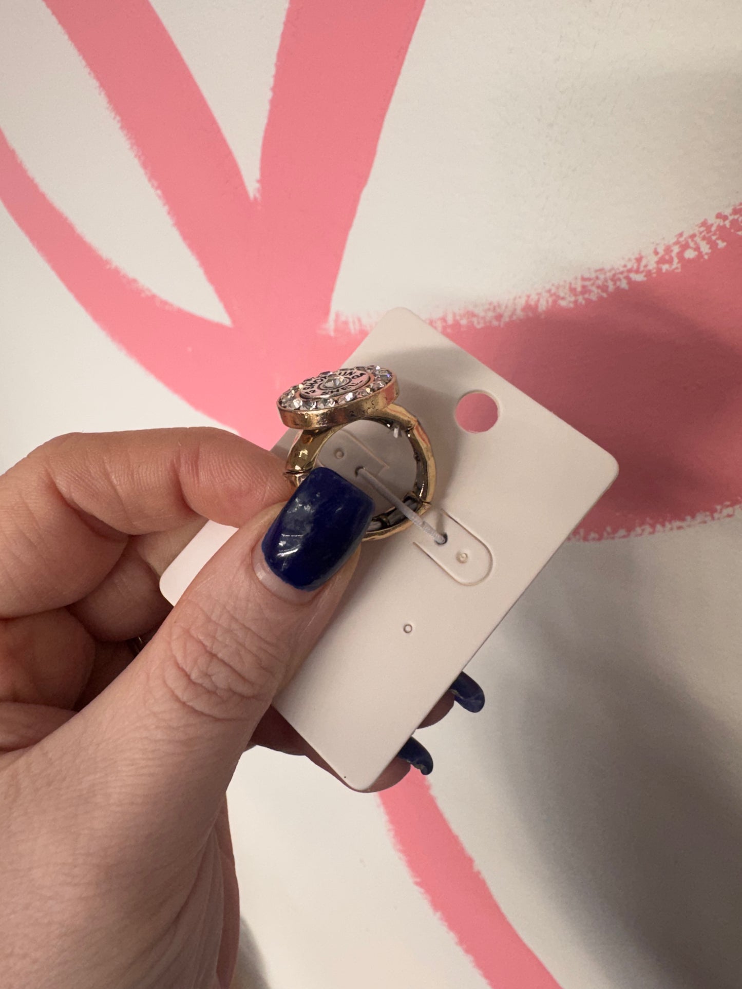 12 GA Shotgun Bullet Shell Rhinestone Stretch Ring - Gold