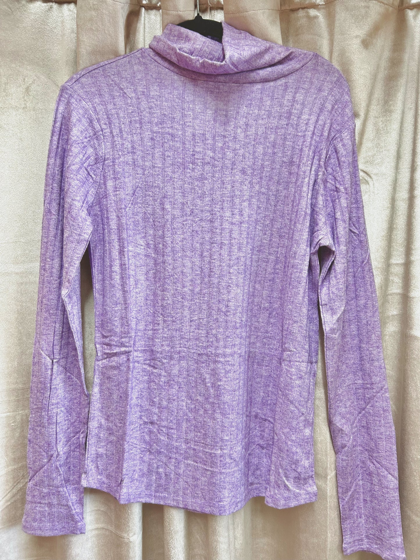 Ribbed Turtle Neck Top - Lavender