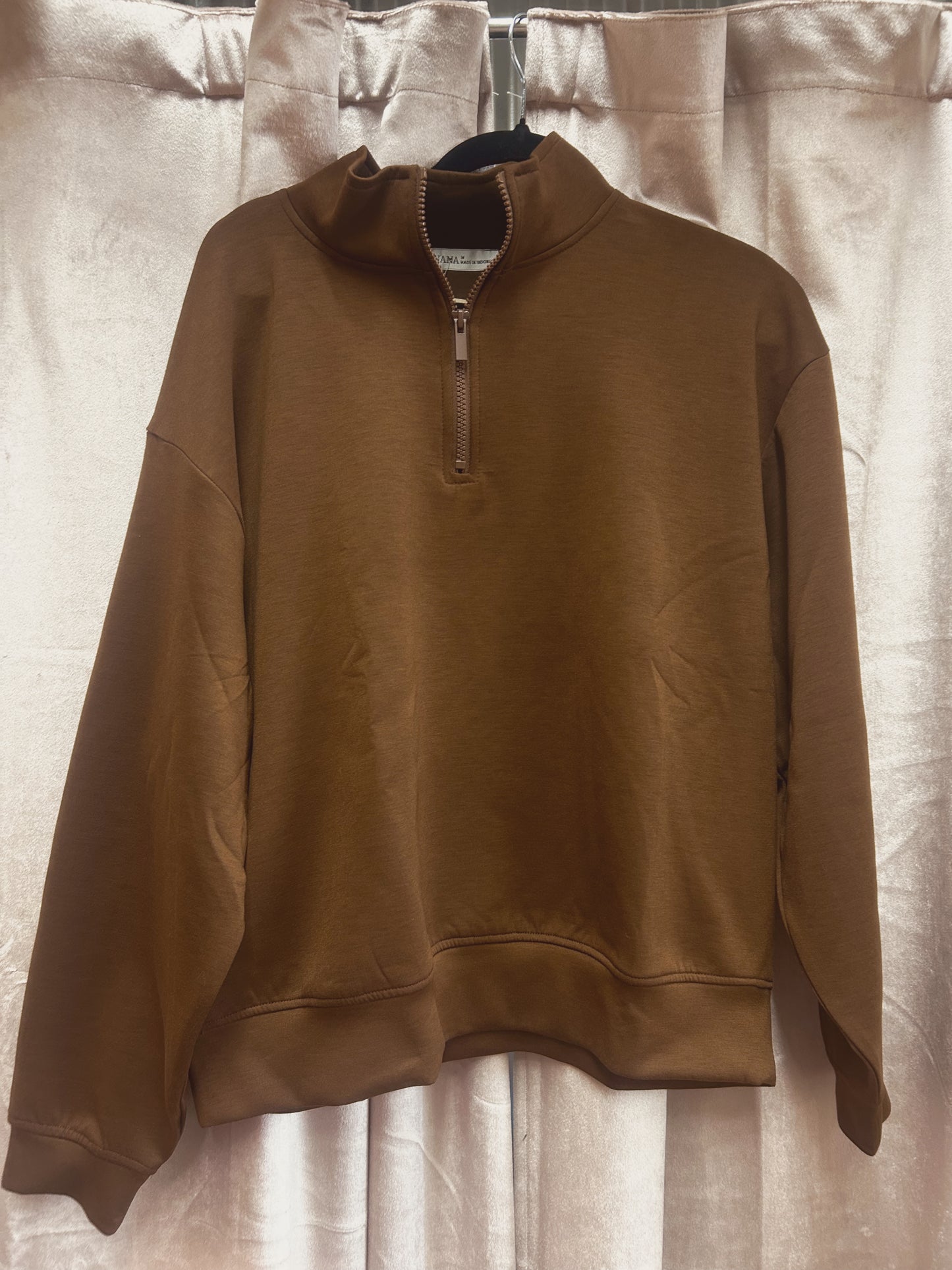 Scuba Half Zip Pullover Sweatshirt - Brown