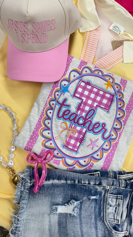 Preppy Teacher Frame Graphic Tee