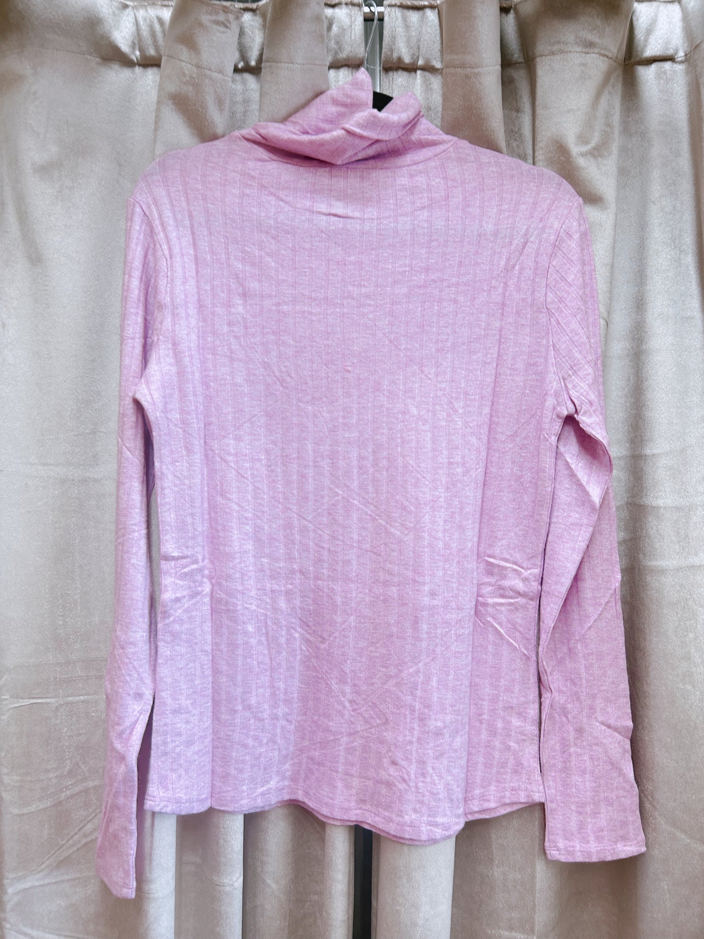 Ribbed Turtle Neck Top - Magenta