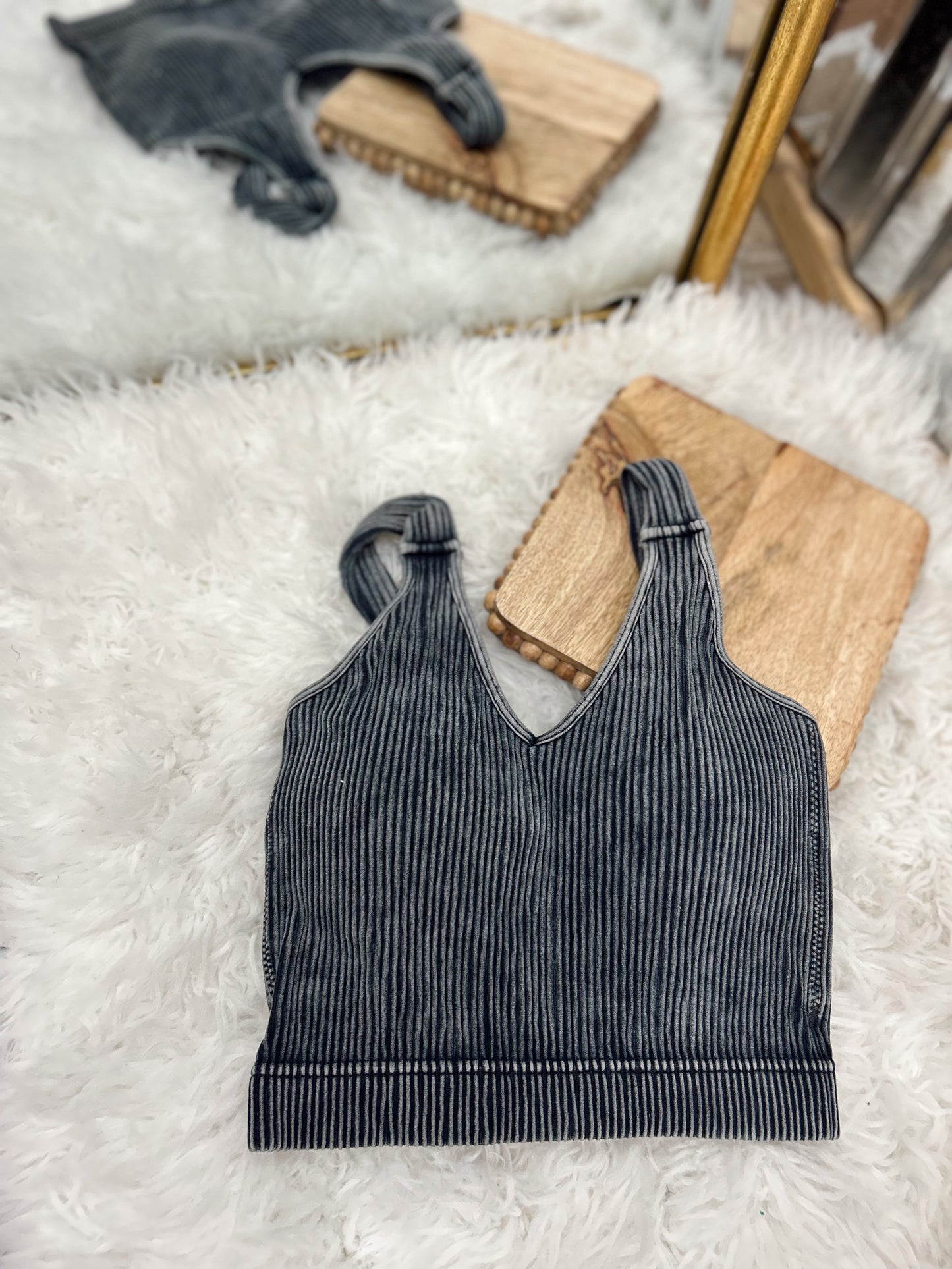 DOORBUSTER Ribbed Bralette - Ash Black