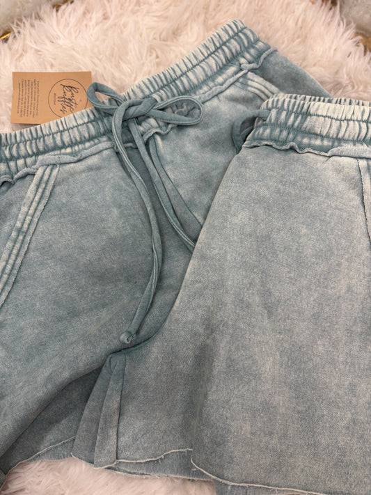 DOORBUSTER Acid Wash Shorts - Dusty Blue
