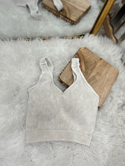 DOORBUSTER Ribbed Bralette - Sand Beige