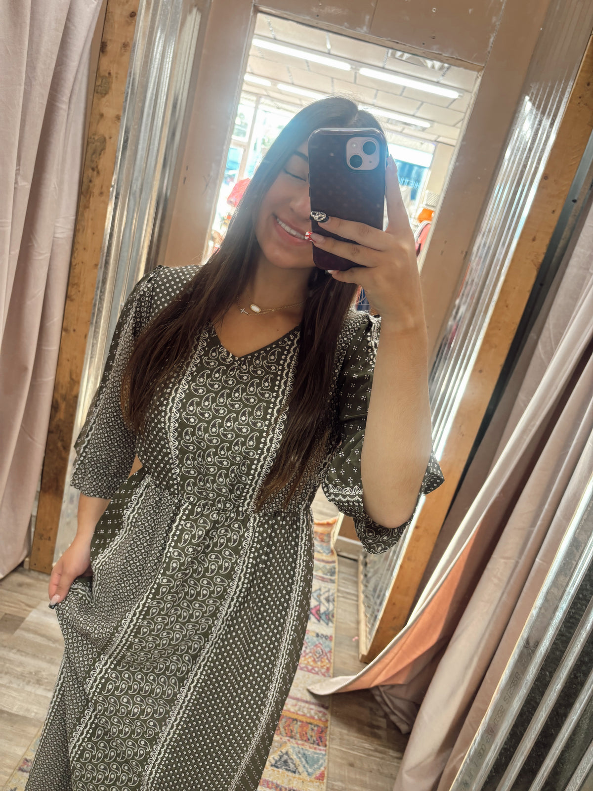 DB - Floral Olive Maxi Dress