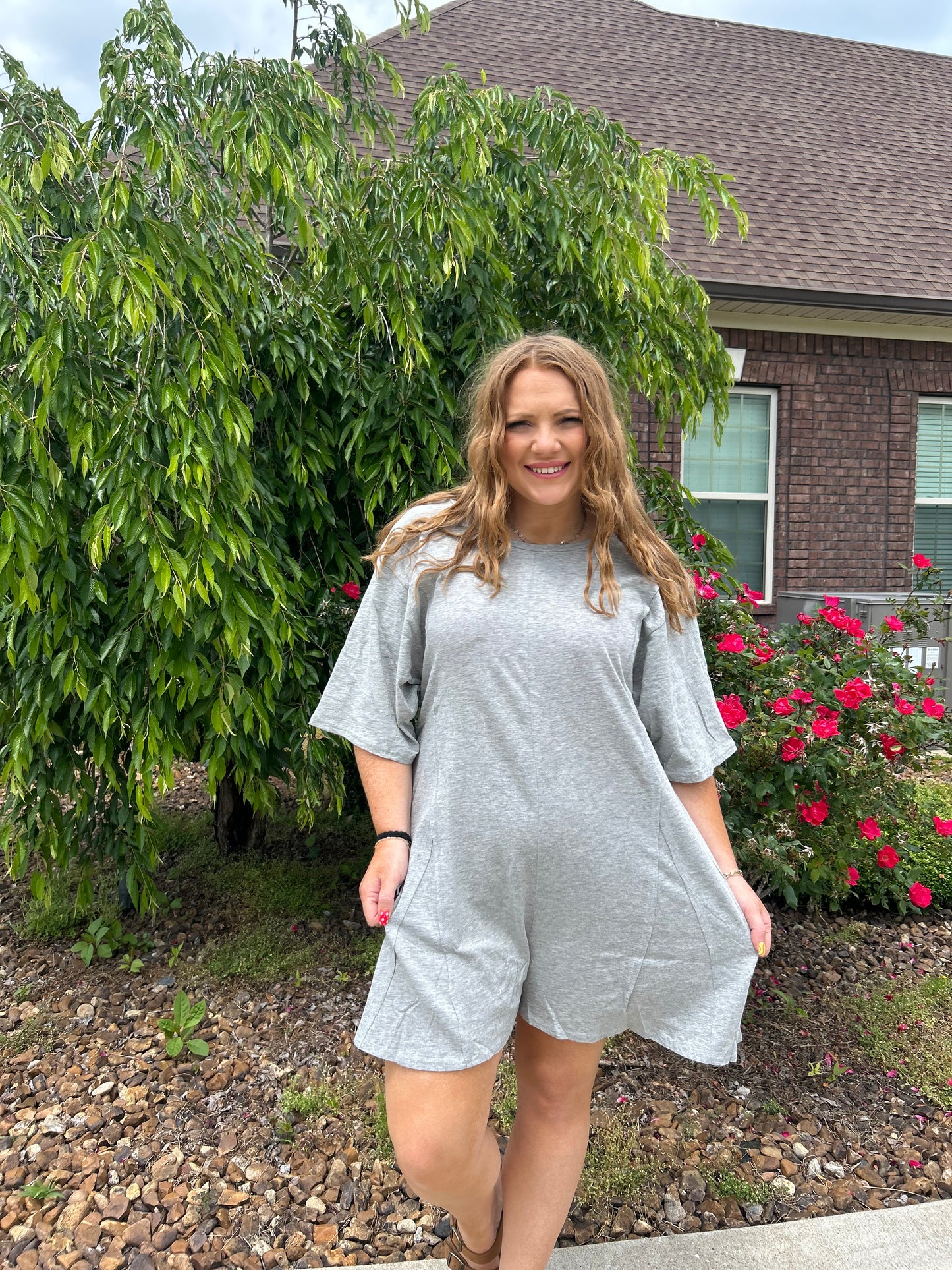 It's On Mineral Wash Romper - Heather Grey