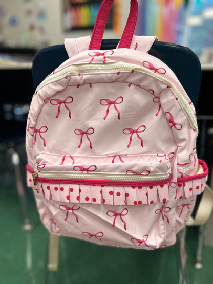 Ruffled Bow Printed Backpack