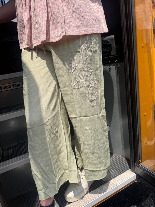 Off For Today Flare Pants - Pistachio