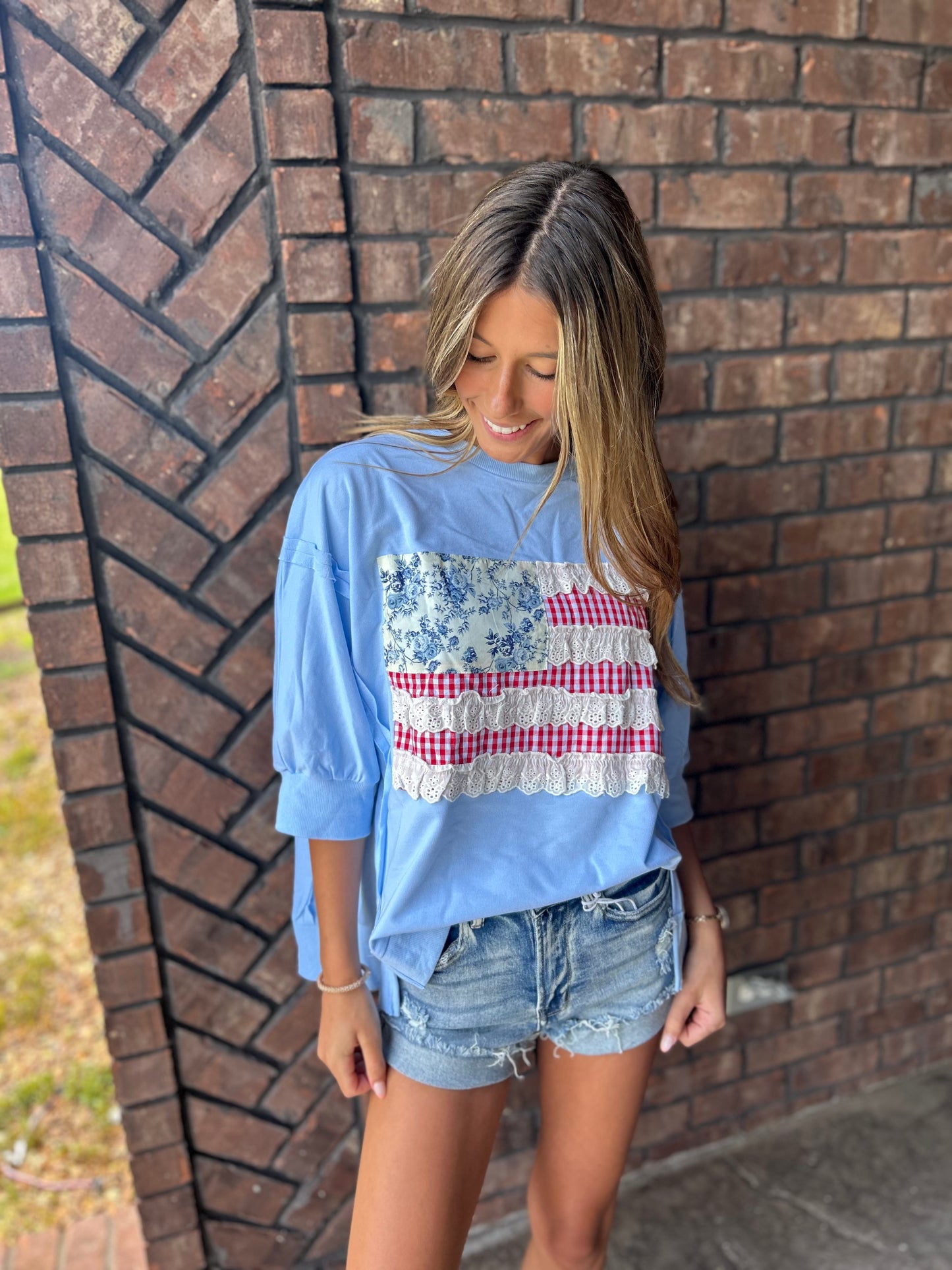 American Honey Top - Light Blue