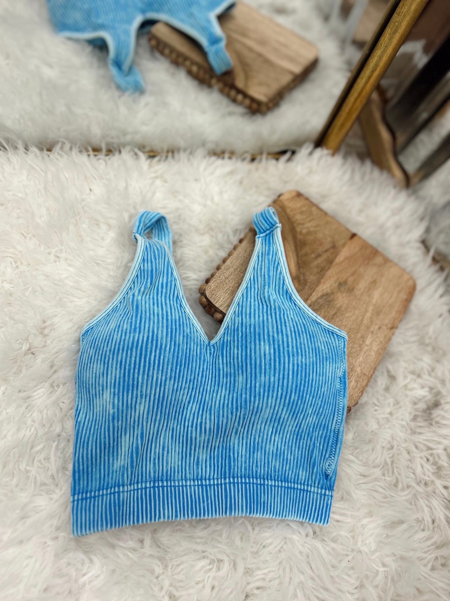 DOORBUSTER Ribbed Bralette - Deep Sky