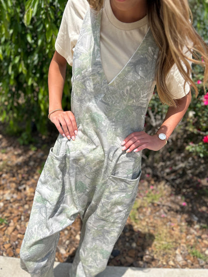 Cool Girl Camo Jumpsuit - Olive