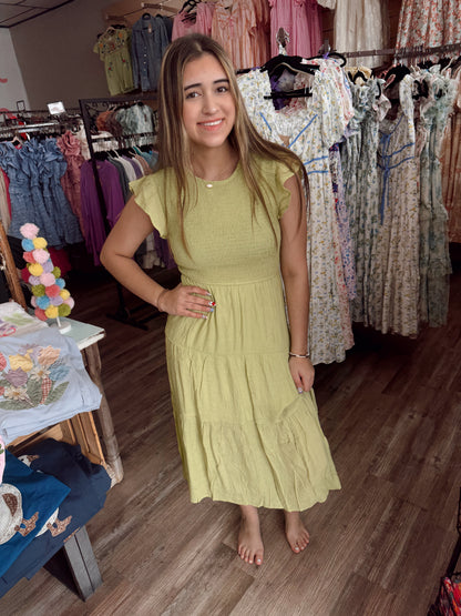 Hey Sugar  Midi Dress - Lime