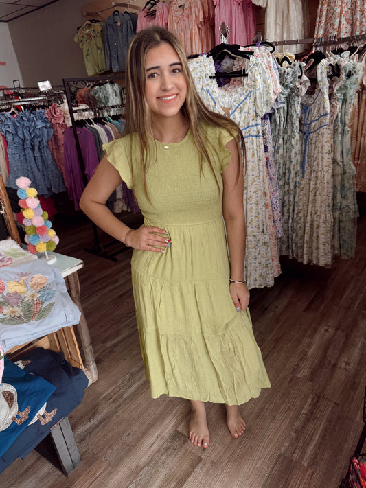 Hey Sugar  Midi Dress - Lime