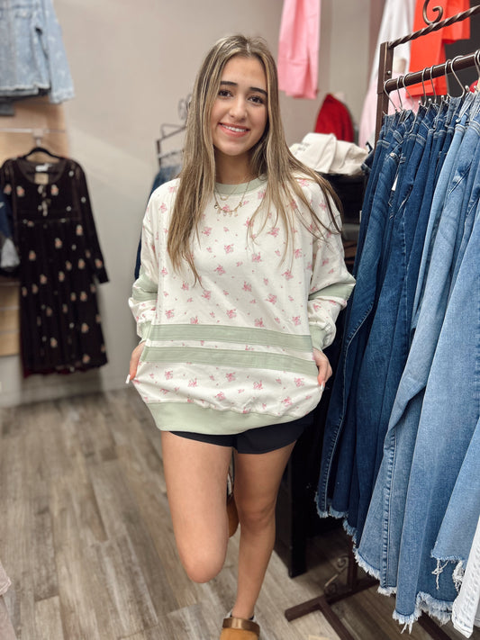 Danity Darling Floral Sweatshirt - Cream