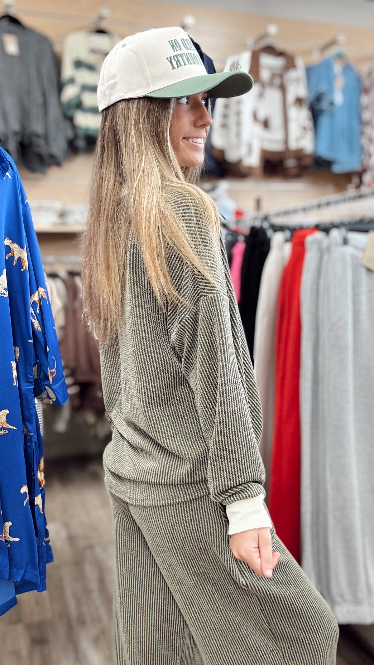 Match Made Ribbed 2 Piece Set - Dk Olive