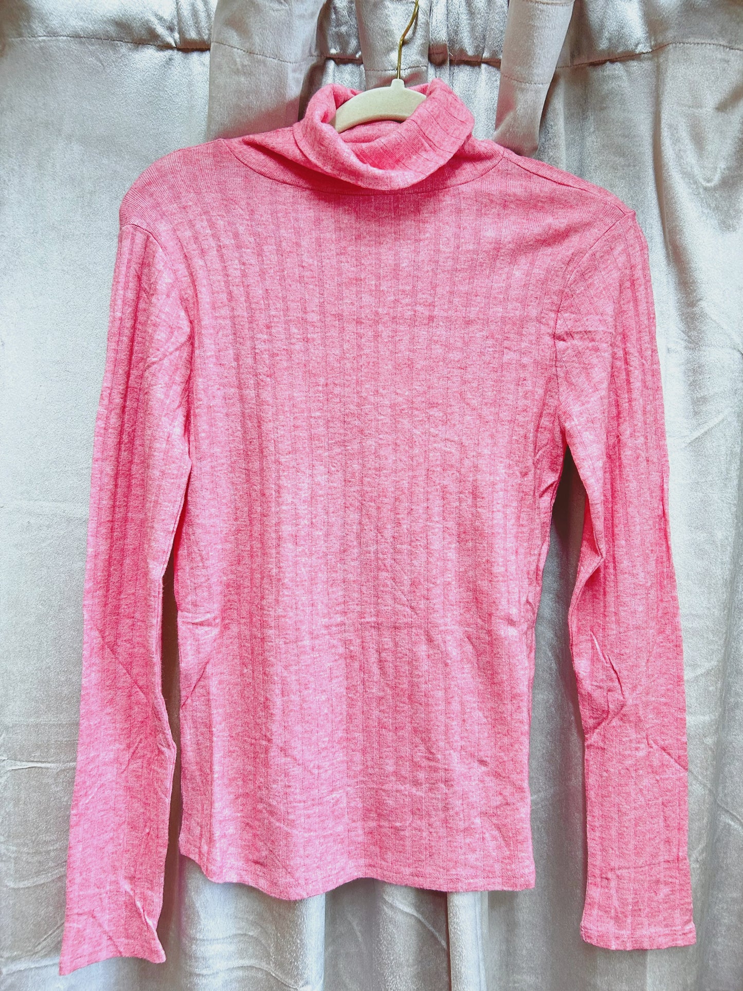 Ribbed Turtle Neck Top - Mauve