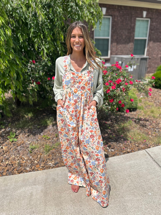 Beautiful Day Floral Overalls