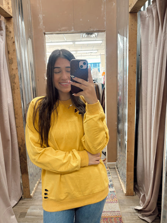 DB - Distressed Mustard Sweatshirt