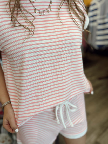 Easy Living Striped 2 Piece Set - Dark Pink