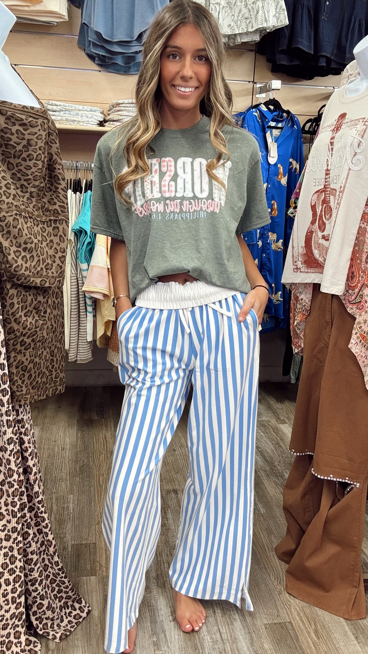Gameday Striped Pants - Cornflower