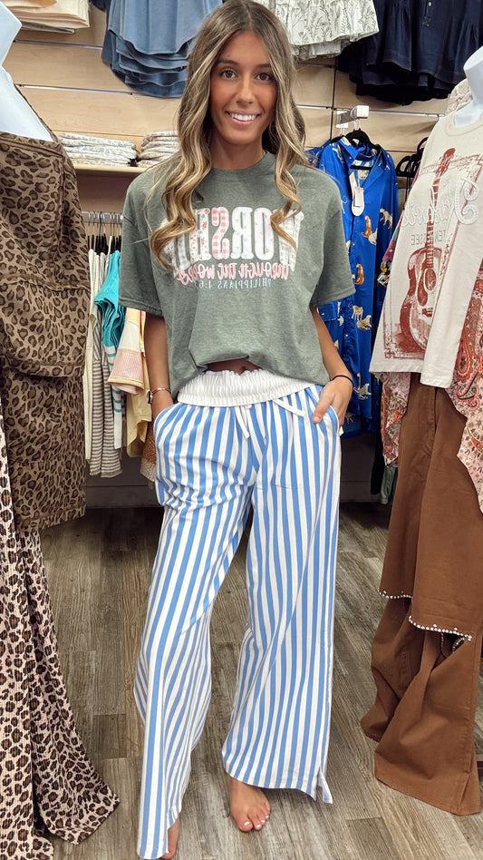 Gameday Striped Pants - Cornflower