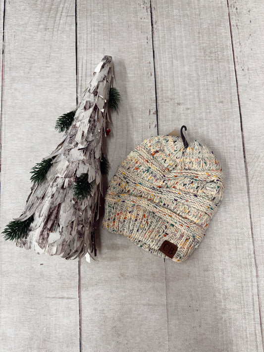 Ponytail Confetti Beanie - Cream