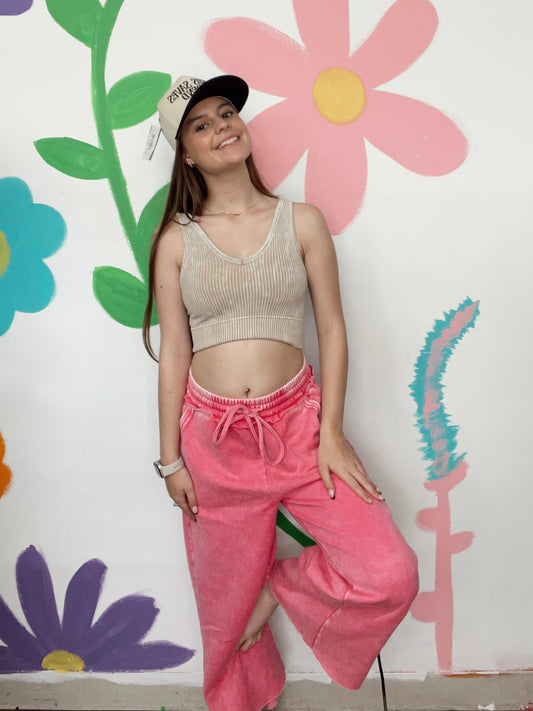 Total Package Acid Wash Pants - Hot Pink