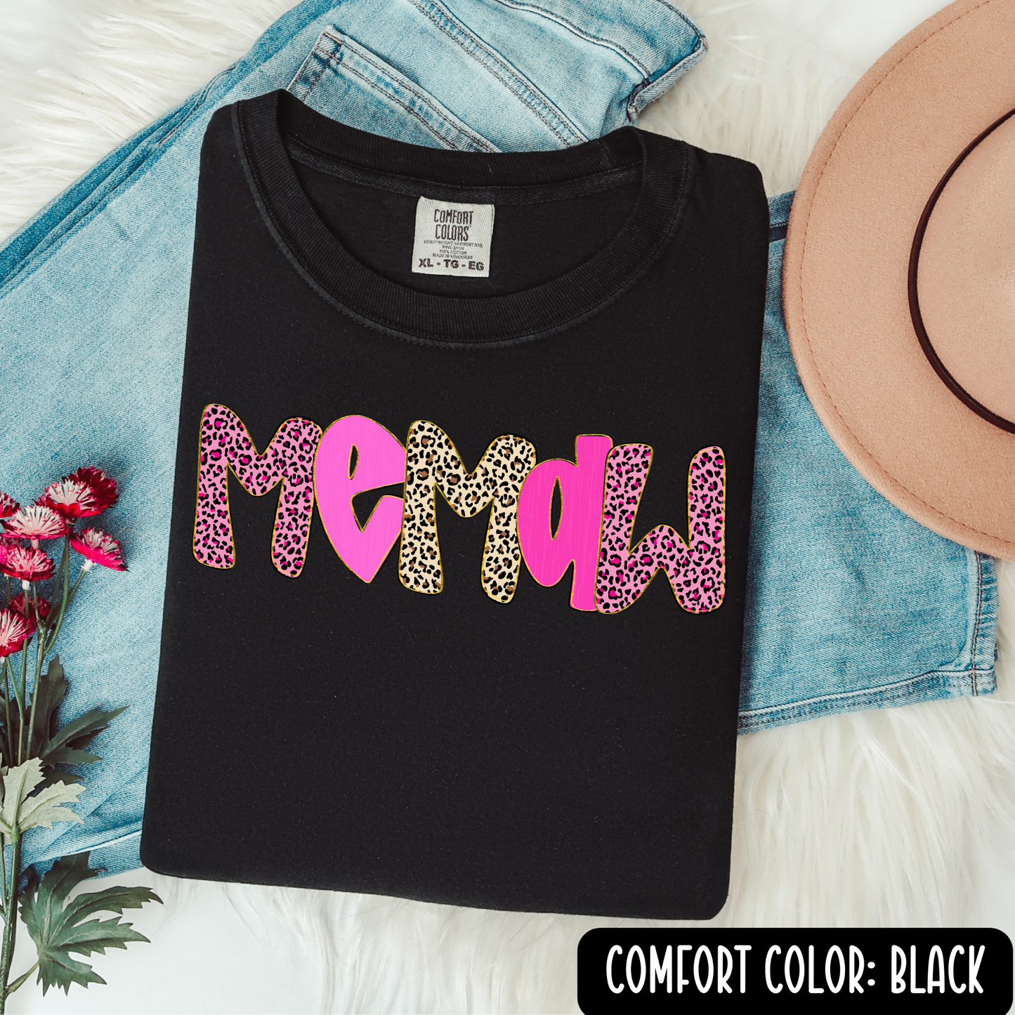 Cheetah & Pink Custom Name Graphic Tee
