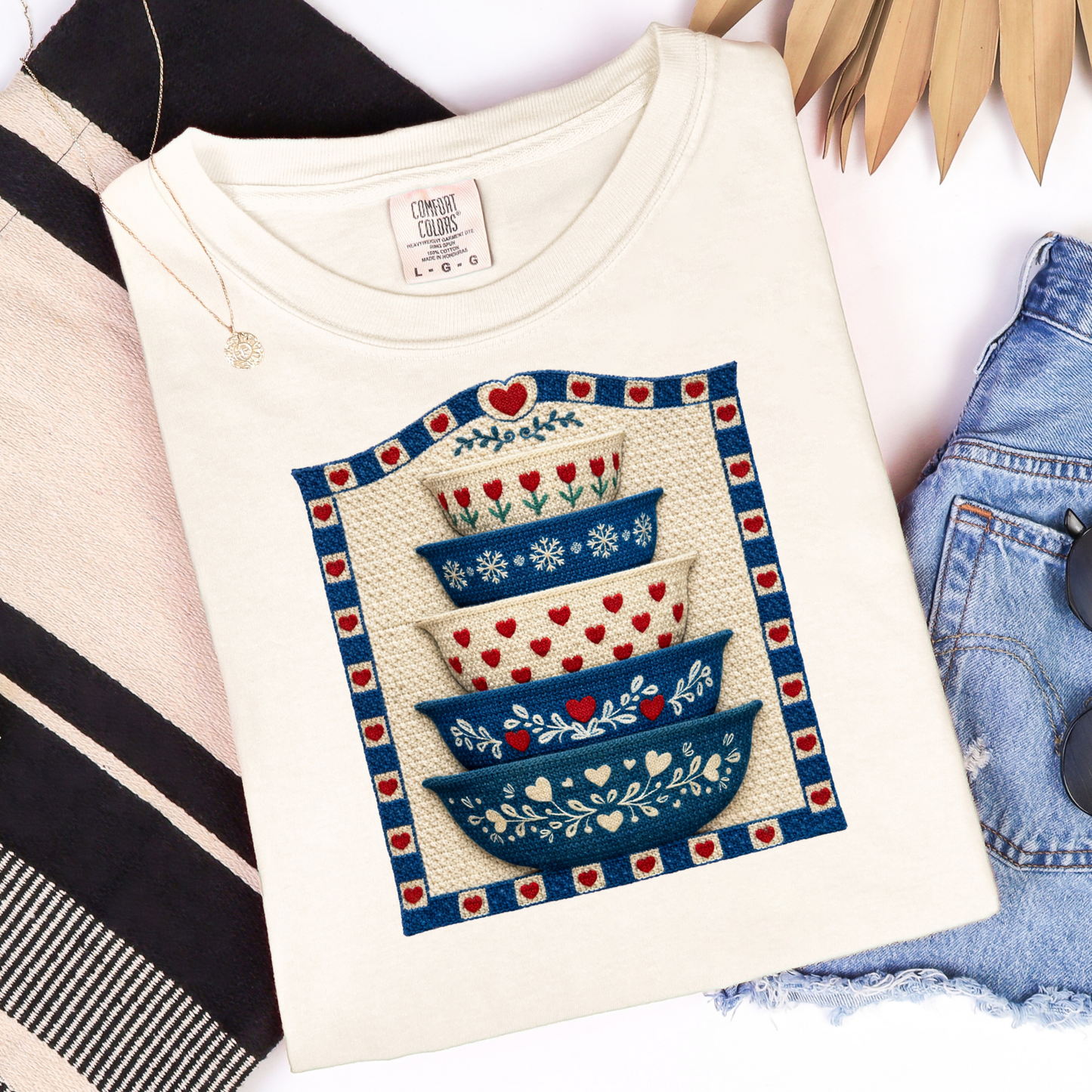 Pyrex Framed Knitted Look Graphic Tee