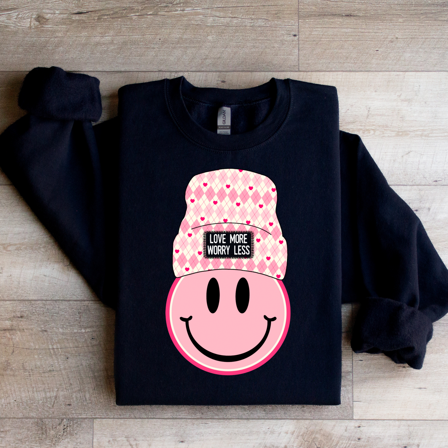 Love More Worry Beanie Graphic Tee