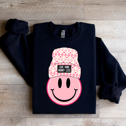 Love More Worry Beanie Graphic Tee