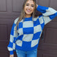 Fire Side Stories Checkered Sweater - Blue